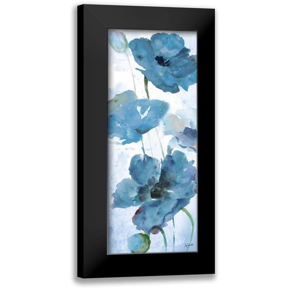 Tre Sorelle Studios 10x18 Black Modern Framed Museum Art Print Titled - Shades of Blue Panel II