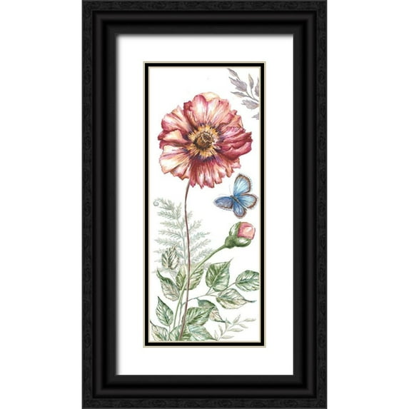 Tre Sorelle Studios 10x18 Black Ornate Wood Framed with Double Matting Museum Art Print Titled - Wildflower Stem panel II