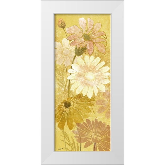 Tre Sorelle Studios 10x18 White Modern Wood Framed Museum Art Print Titled - Golden Daisy Patch Panel I