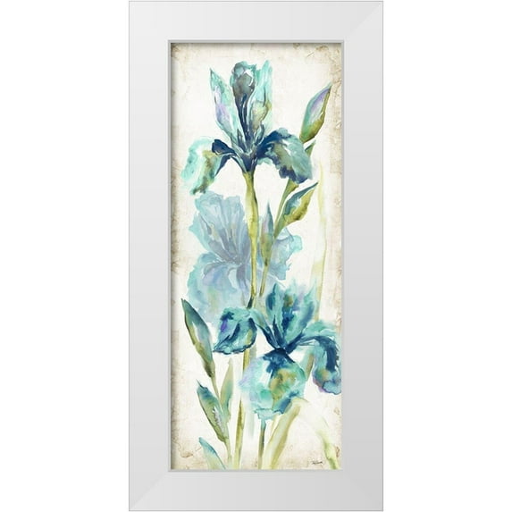 Tre Sorelle Studios 10x18 White Modern Wood Framed Museum Art Print Titled - Watercolor Iris Panel REV I
