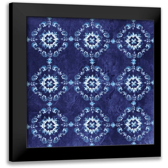 Tre Sorelle Studios 12x12 Black Modern Framed Museum Art Print Titled - Artisan Medallions Indigo I