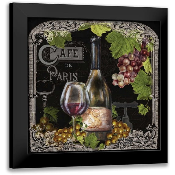Tre Sorelle Studios 12x12 Black Modern Framed Museum Art Print Titled - Cafe de Vins Wine II