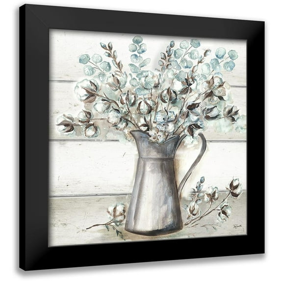 Tre Sorelle Studios 12x12 Black Modern Framed Museum Art Print Titled - Farmhouse Cotton Tin Pitcher