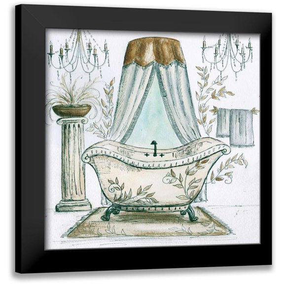Tre Sorelle Studios 12x12 Black Modern Framed Museum Art Print Titled - French Bath Sketch I - tub