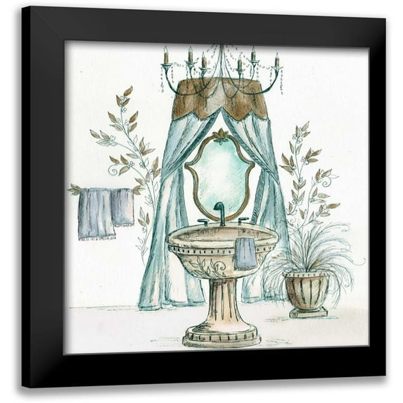 Tre Sorelle Studios 12x12 Black Modern Framed Museum Art Print Titled - French Bath Sketch II - sink