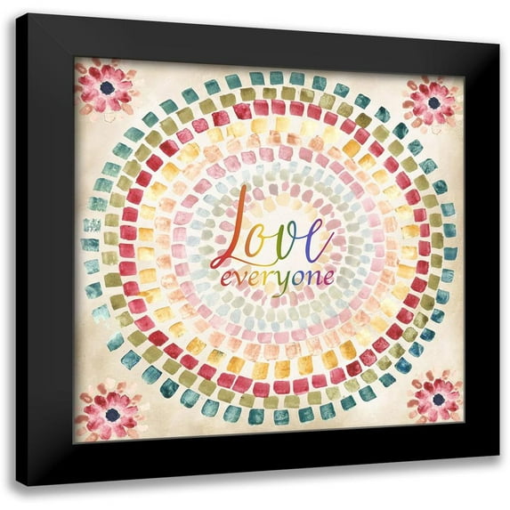 Tre Sorelle Studios 12x12 Black Modern Framed Museum Art Print Titled - Mosaic Rainbow round II
