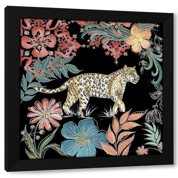 Tre Sorelle Studios 12x12 Black Modern Wood Framed Wall Art Titled - Jungle Exotica Leopard I