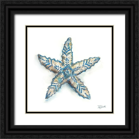 Tre Sorelle Studios 12x12 Black Ornate Wood Framed with Double Matting Museum Art Print Titled - Bohemian Shells III