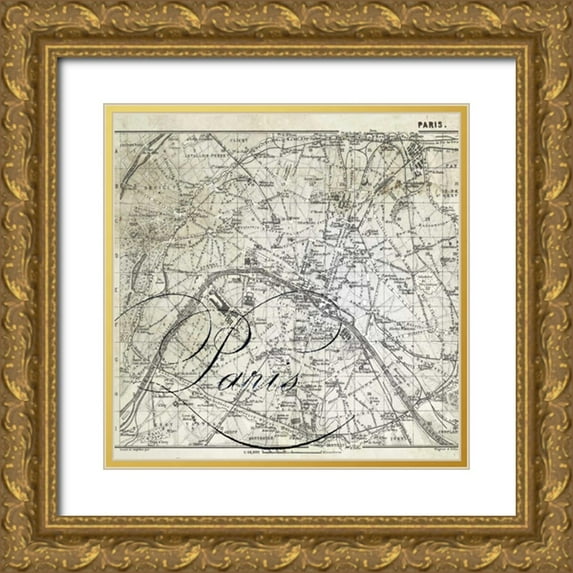 Tre Sorelle Studios 12x12 Gold Ornate Wood Framed with Double Matting Museum Art Print Titled - All About Paris III