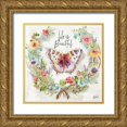 thumbnail image 1 of Tre Sorelle Studios 12x12 Gold Ornate Wood Framed with Double Matting Museum Art Print Titled - Butterfly and Herb Blossom Wreath , 1 of 4