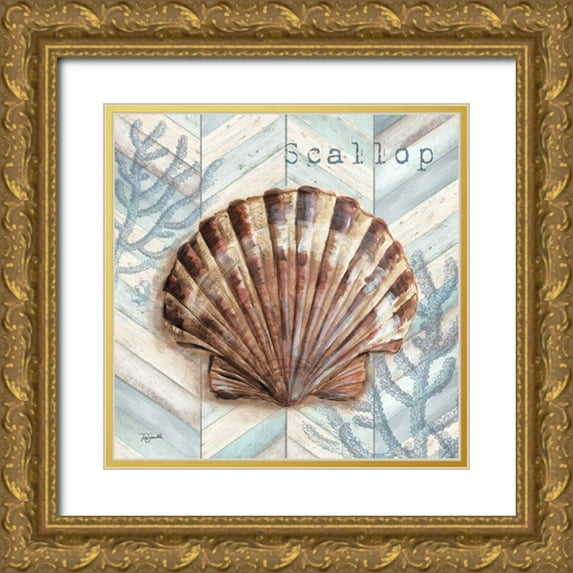 Tre Sorelle Studios 12x12 Gold Ornate Wood Framed with Double Matting Museum Art Print Titled - Chevron Shell VI
