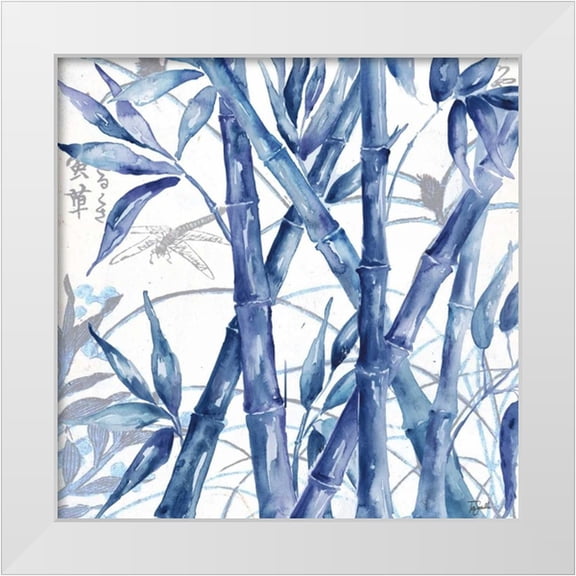 Tre Sorelle Studios 12x12 White Modern Wood Framed Museum Art Print Titled - Indigo Asian Bamboo I
