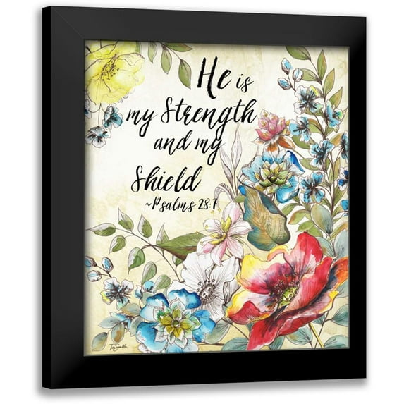 Tre Sorelle Studios 12x13 Black Modern Framed Museum Art Print Titled - Boho Floral Garden Sketch Psalms I