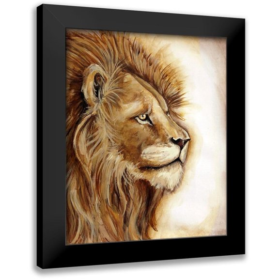 Tre Sorelle Studios 12x14 Black Modern Framed Museum Art Print Titled - Lion Portrait