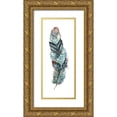 thumbnail image 1 of Tre Sorelle Studios 12x24 Gold Ornate Wood Framed with Double Matting Museum Art Print Titled - Tribal Feather Single II, 1 of 4