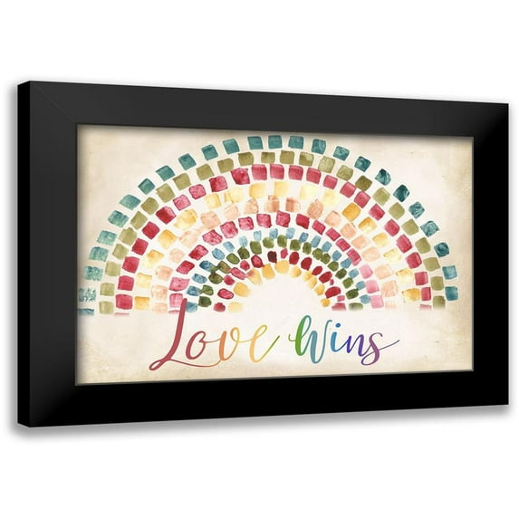 Tre Sorelle Studios 14x11 Black Modern Framed Museum Art Print Titled - Mosaic Rainbow landscape
