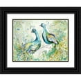 thumbnail image 1 of Tre Sorelle Studios 14x12 Black Ornate Wood Framed with Double Matting Museum Art Print Titled - Bohemian Peacocks Landscape, 1 of 4
