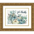 thumbnail image 1 of Tre Sorelle Studios 14x12 Gold Ornate Wood Framed with Double Matting Museum Art Print Titled - Blue Watercolor Harvest Pumpkin Landscape Give Thanks, 1 of 4