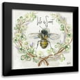 thumbnail image 1 of Tre Sorelle Studios 15x15 Black Modern Framed Museum Art Print Titled - Honey Bee and Clover Wreath I, 1 of 5