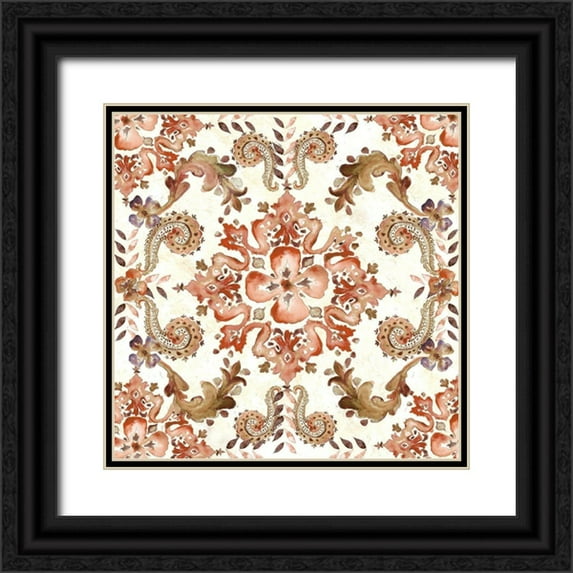 Tre Sorelle Studios 15x15 Black Ornate Wood Framed with Double Matting Museum Art Print Titled - Artisan Medallion Square I