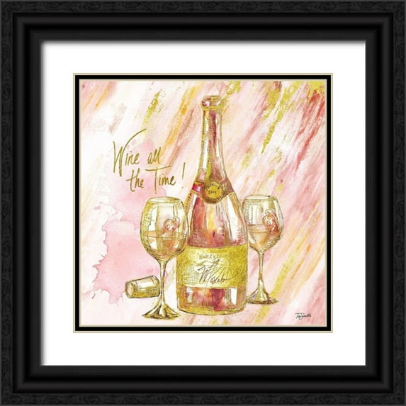 Tre Sorelle Studios 15x15 Black Ornate Wood Framed with Double Matting Museum Art Print Titled - Rose All Day I (Wine All The Time)