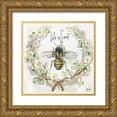 thumbnail image 1 of Tre Sorelle Studios 15x15 Gold Ornate Wood Framed with Double Matting Museum Art Print Titled - Honey Bee and Clover Wreath I, 1 of 4