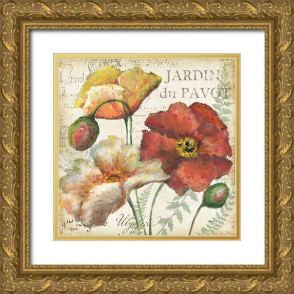 Tre Sorelle Studios 15x15 Gold Ornate Wood Framed with Double Matting Museum Art Print Titled - Spice Poppies Histoire Naturelle II