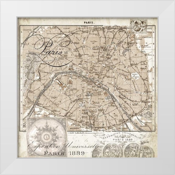 Tre Sorelle Studios 15x15 White Modern Wood Framed Museum Art Print Titled - Euro Map I