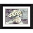 thumbnail image 1 of Tre Sorelle Studios 18x13 Black Ornate Wood Framed with Double Matting Museum Art Print Titled - White Flowers in Pottery Pitcher, 1 of 4