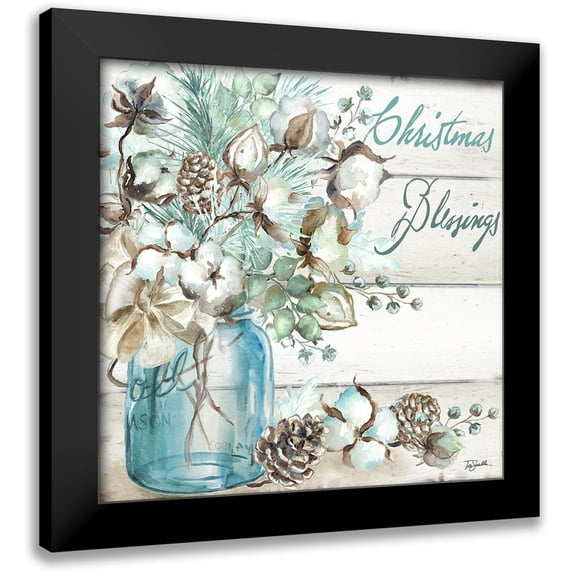 Tre Sorelle Studios 20x20 Black Modern Framed Museum Art Print Titled - Christmas Blessings Mason Jar square