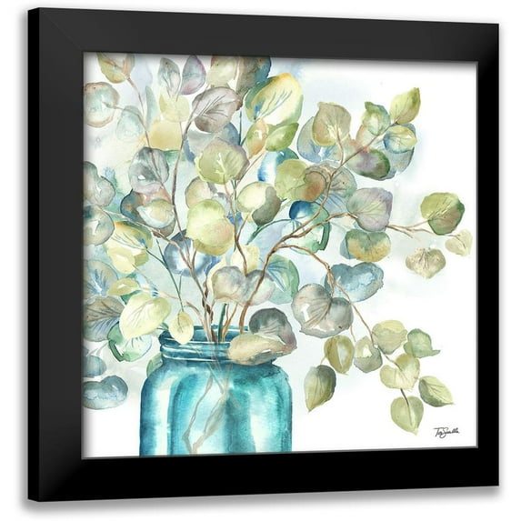 Tre Sorelle Studios 20x20 Black Modern Framed Museum Art Print Titled - Eucalyptus in Mason Jar II
