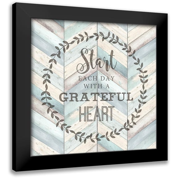Tre Sorelle Studios 20x20 Black Modern Framed Museum Art Print Titled - Start Each Day Chevron