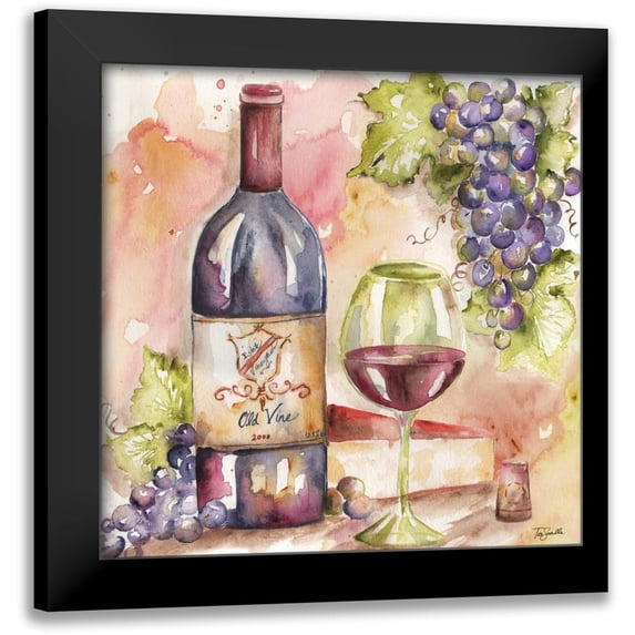 Tre Sorelle Studios 20x20 Black Modern Framed Museum Art Print Titled - Watercolor Wine I