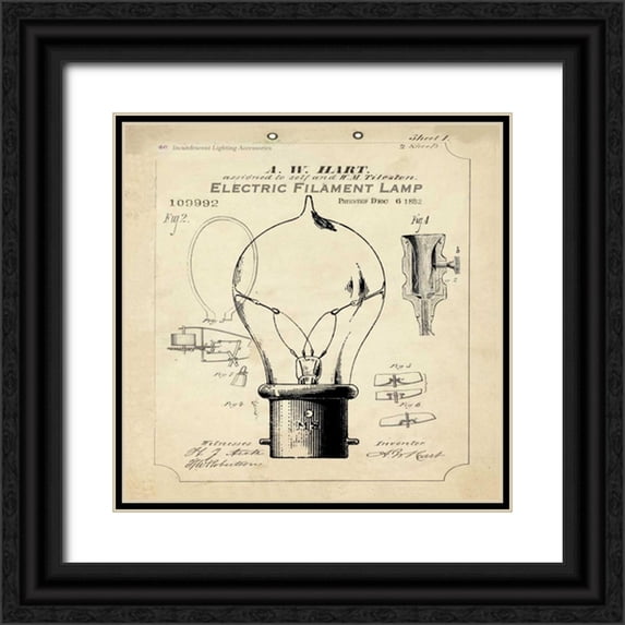 Tre Sorelle Studios 20x20 Black Ornate Wood Framed with Double Matting Museum Art Print Titled - Industrial Design I