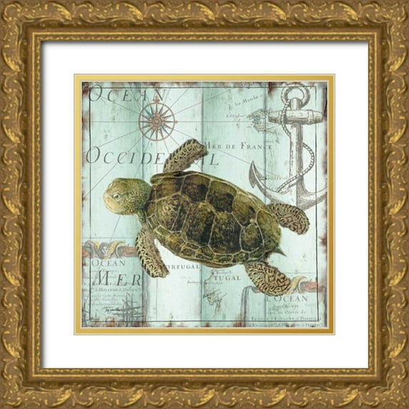 Tre Sorelle Studios 20x20 Gold Ornate Wood Framed with Double Matting Museum Art Print Titled - Antique La Mer IV