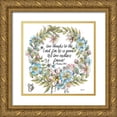 thumbnail image 1 of Tre Sorelle Studios 20x20 Gold Ornate Wood Framed with Double Matting Museum Art Print Titled - Boho Floral Wreath Psalms I, 1 of 4