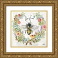 thumbnail image 1 of Tre Sorelle Studios 20x20 Gold Ornate Wood Framed with Double Matting Museum Art Print Titled - Honey Bee and Herb Blossom Wreath I, 1 of 4