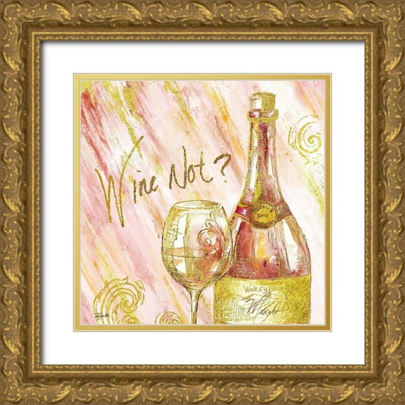Tre Sorelle Studios 20x20 Gold Ornate Wood Framed with Double Matting Museum Art Print Titled - Rose All Day II (Wine Not?)