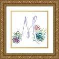 thumbnail image 1 of Tre Sorelle Studios 20x20 Gold Ornate Wood Framed with Double Matting Museum Art Print Titled - Watercolor Succulent Monogram M, 1 of 4