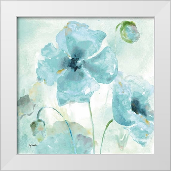 Tre Sorelle Studios 20x20 White Modern Wood Framed Museum Art Print Titled - Watercolor Garden Blue I