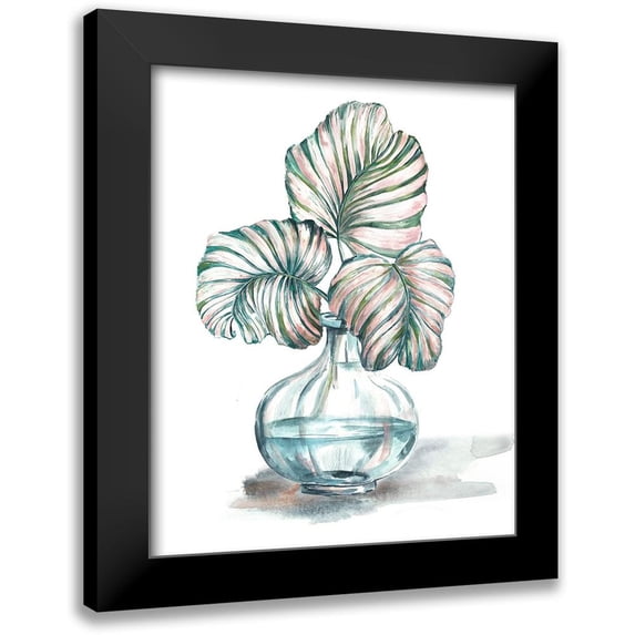 Tre Sorelle Studios 20x24 Black Modern Framed Museum Art Print Titled - Island Tropics Frond in Bottle IV