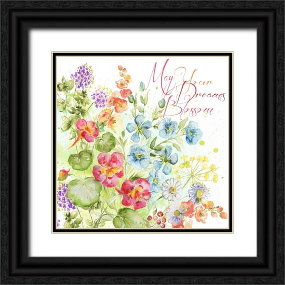 Tre Sorelle Studios 26x26 Black Ornate Wood Framed with Double Matting Museum Art Print Titled - Blossom Meadow II