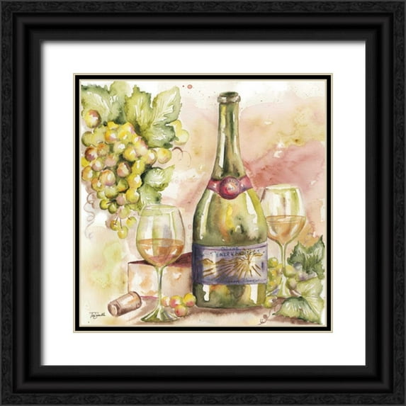 Tre Sorelle Studios 26x26 Black Ornate Wood Framed with Double Matting Museum Art Print Titled - Watercolor Wine II