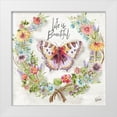 thumbnail image 1 of Tre Sorelle Studios 26x26 White Modern Wood Framed Museum Art Print Titled - Butterfly and Herb Blossom Wreath , 1 of 4