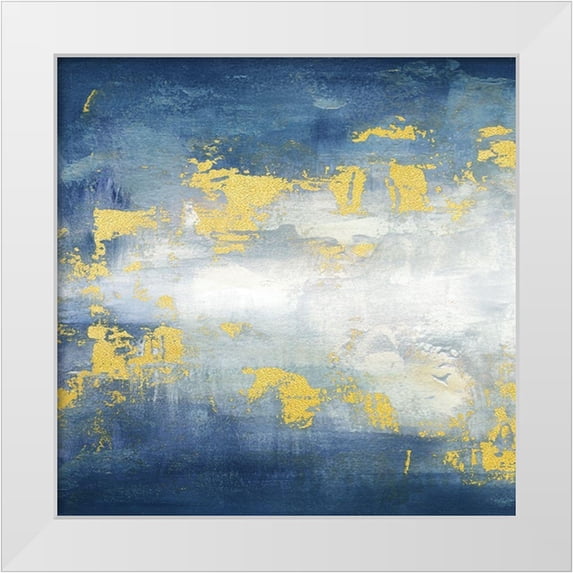 Tre Sorelle Studios 26x26 White Modern Wood Framed Museum Art Print Titled - Sunrise Abstract Blue I