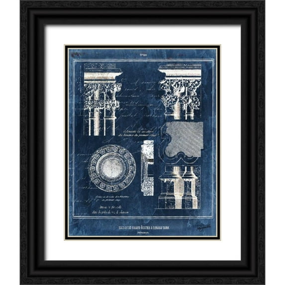 Tre Sorelle Studios 26x32 Black Ornate Wood Framed with Double Matting Museum Art Print Titled - Vintage Blueprints II