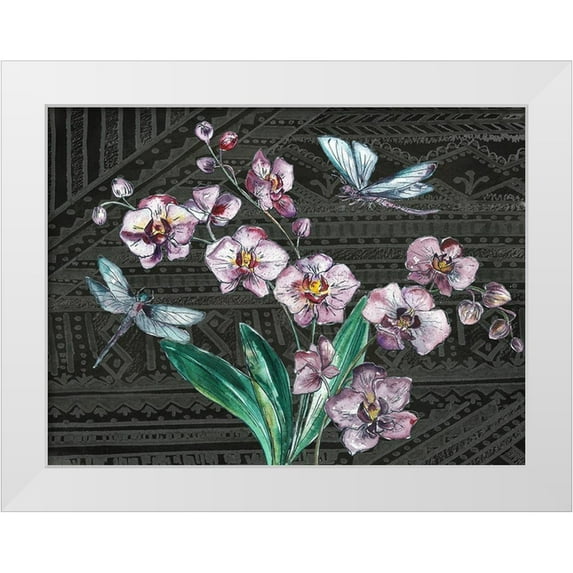 Tre Sorelle Studios 32x25 White Modern Wood Framed Museum Art Print Titled - Boho Orchid landscape black