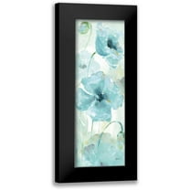 Tre Sorelle Studios 7x14 Black Modern Framed Museum Art Print Titled - Watercolor Garden Blue Panel I