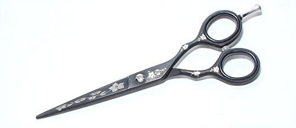 TreSharp Professional Razor Edge 6" Serrated Shears Black with floral Design