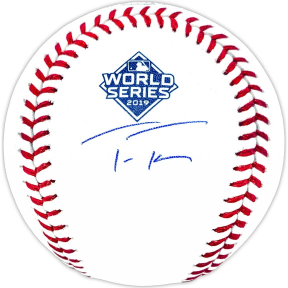 Trea Turner Autographed Official 2019 World Series Logo MLB Baseball Washington Nationals Beckett BAS Witness 234068